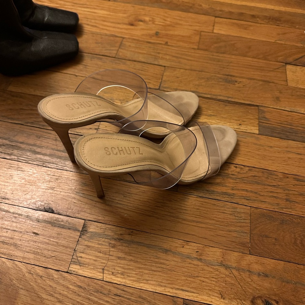 Schutz Clear and Tan Women's Heels